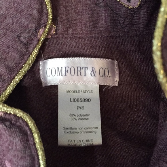 Comfort & co purple and gold fox print pajamas size small top xs pants - Picture 4 of 9